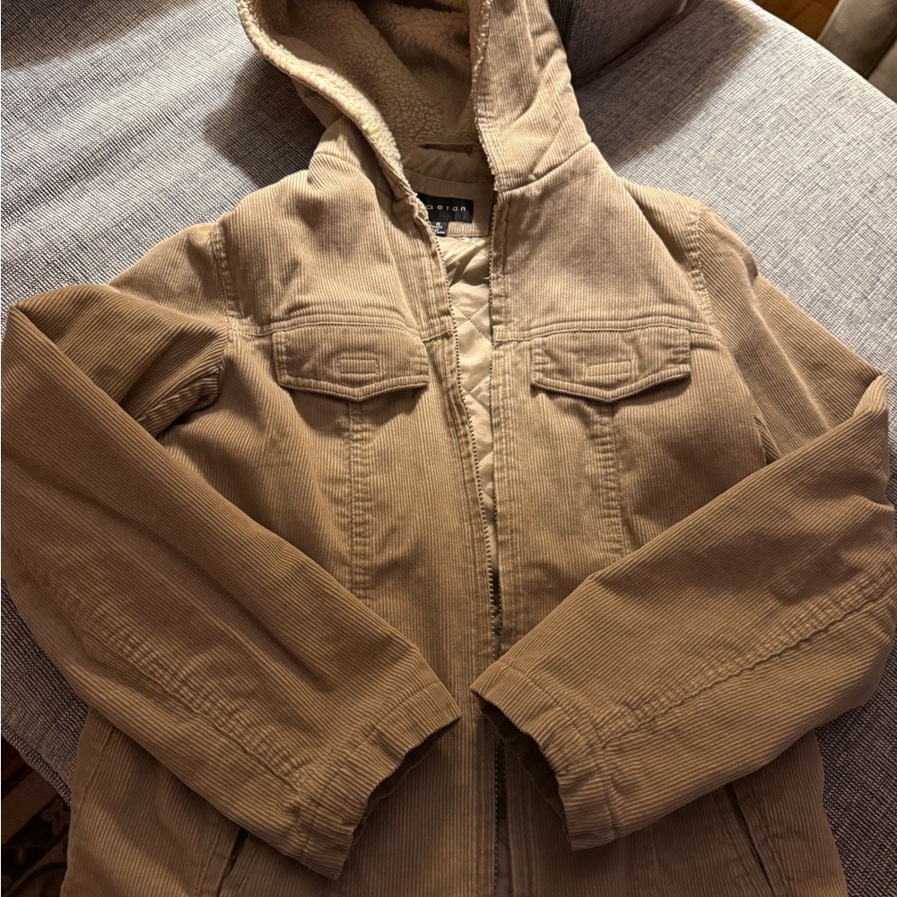 Braetan Beige Corduroy Jacket with Hood